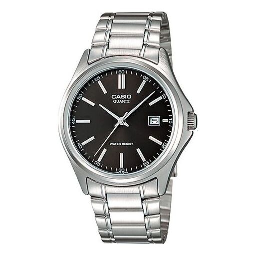 

Часы CASIO Waterproof Stainless Steel Strap Black DialSilver Strap Mens BlackSilver Analog, черный