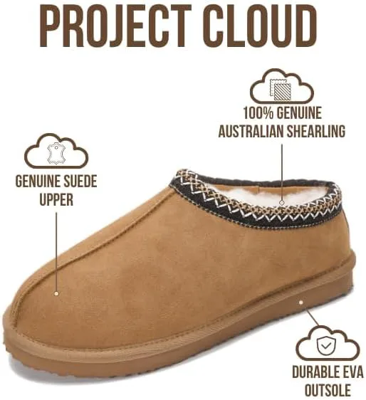 Мужские тапочки Project Cloud из 100% натуральной кожи с австралийской овчиной и стелькой с эффектом памяти, для улицы и дома - Нескользящие пушистые мужские туфли — фото 2