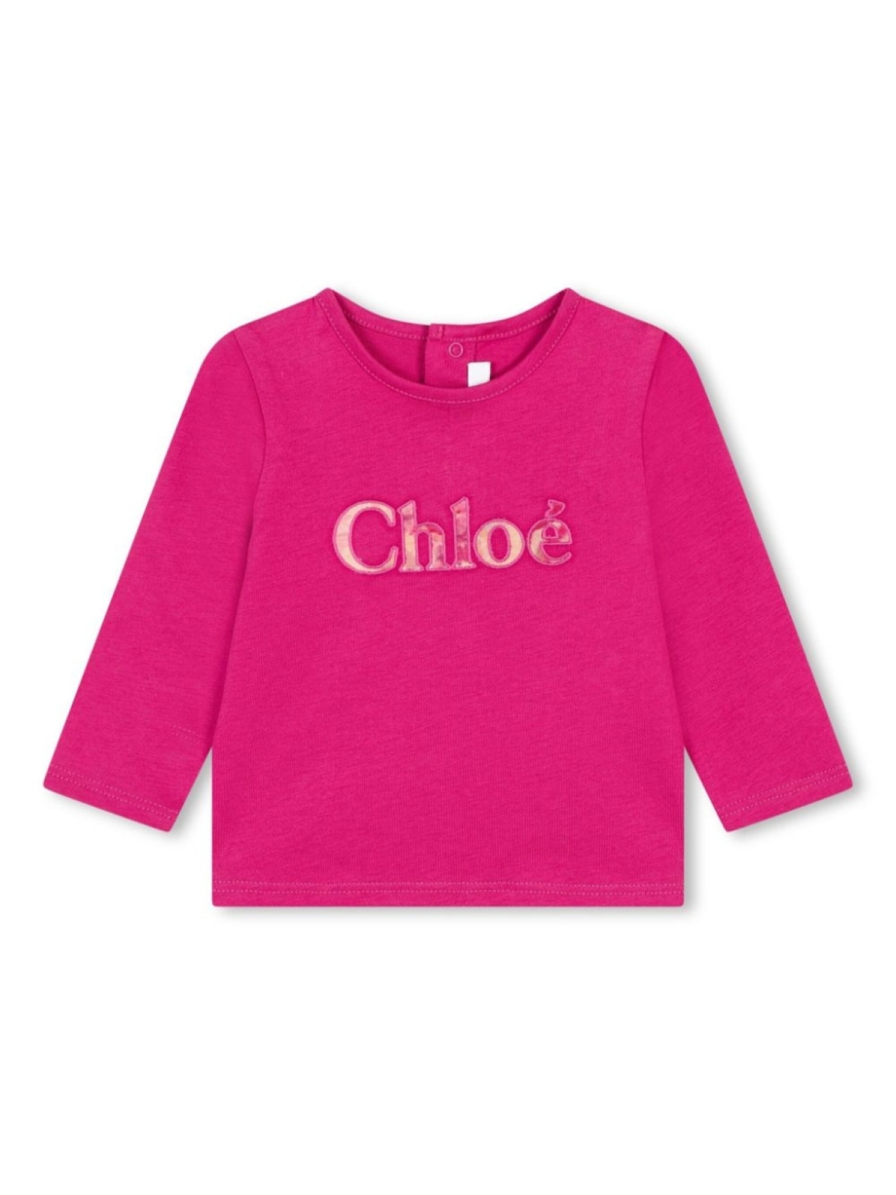 

Chloé Kids футболка с вышитым логотипом, розовый