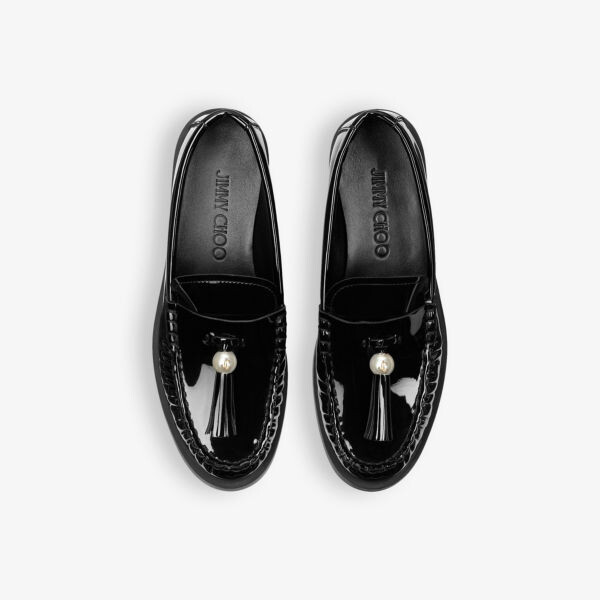 Кожаные мокасины Addie с жемчужными кисточками Jimmy Choo, черный — фото 2