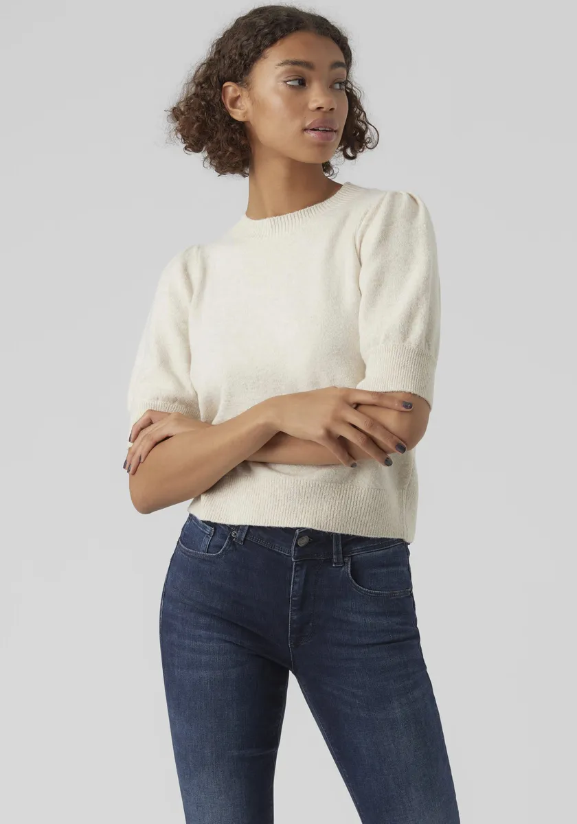 

Свитер с короткими рукавами Vero Moda "VMDOFFY 2/4 O-NECK PULLOVER GA NOOS", цвет Birch Melange