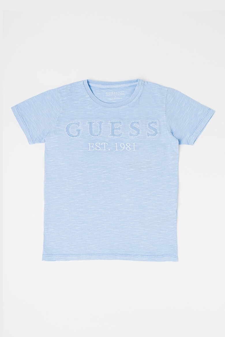 

Футболка с овальным вырезом и логотипом Guess, синий