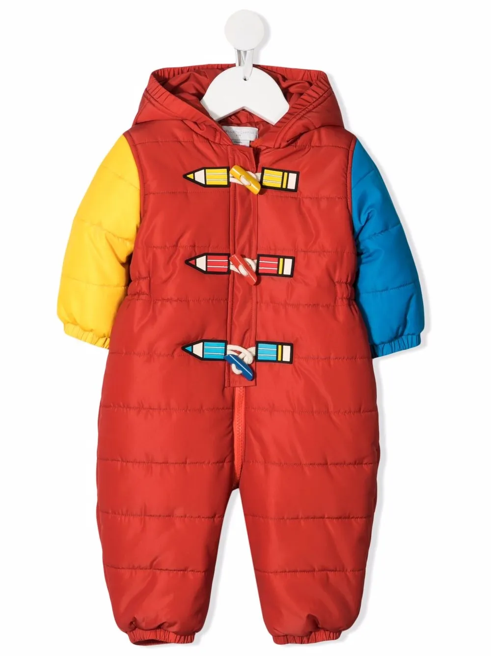 

Дутый комбинезон в стиле колор-блок Stella McCartney Kids, красный