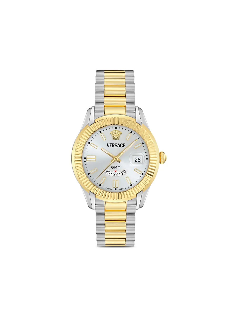 

Наручные часы Greca GMT Fluted 41 мм Versace, серебряный