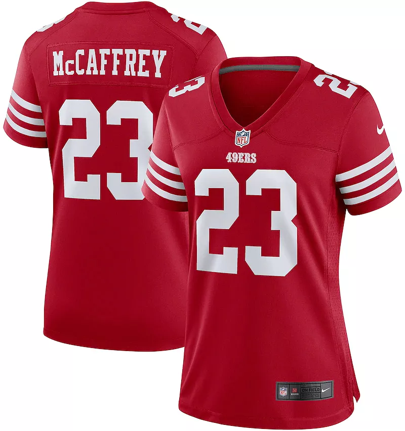 

Женская красная майка Nike San Francisco 49ers Christian McCaffrey #23