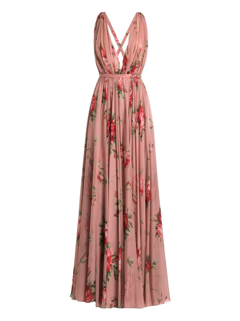 Платье с цветочным принтом DOLCE & GABBANA, розовый — фото 2
