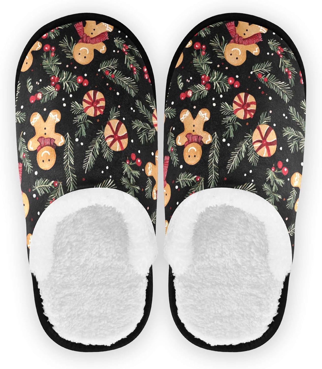 

Зимние рождественские домашние тапочки UMIRIKO с пряничным дизайном для женщин и мужчин, моющиеся, с подошвой против скольжения, с мешком для хранения для путешествий и спа 20859099, Gingerbread Pine