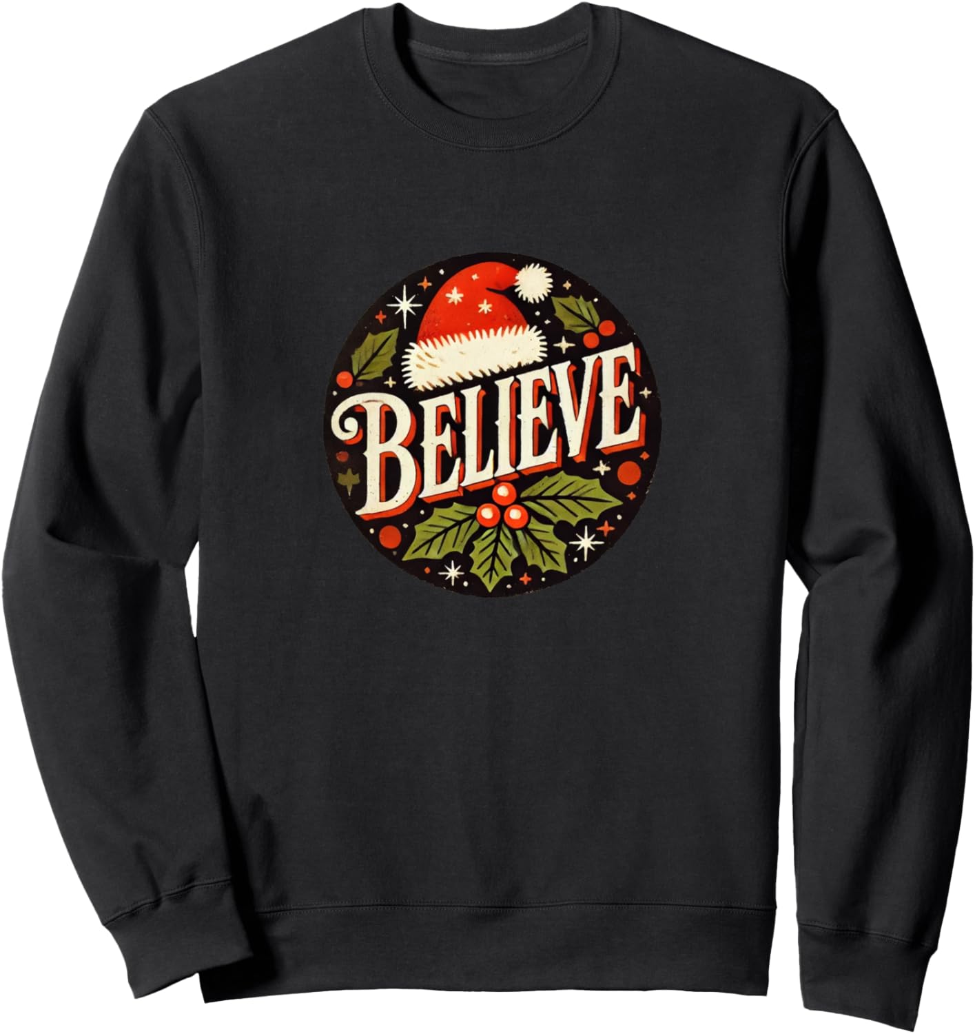 

Футболка с рождественским рисунком «Верь в Санта-Клауса» Retro Christmas Lovers Snugg, черный