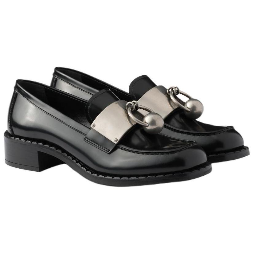 PRADA Кожаные лоферы 35 см женские Black — фото 4
