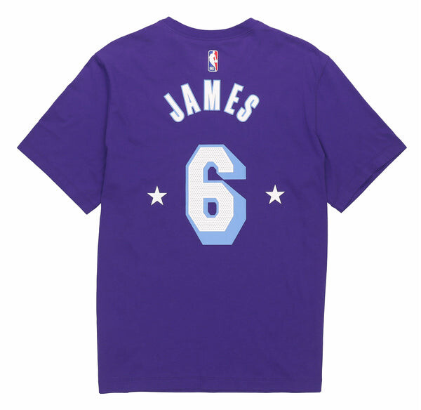 Футболка Men's Nike City Edition Alphabet Numeric Casual Short Sleeve Lakers Lebron James No. 6 Court Purple T-Shirt, мультиколор — фото 2