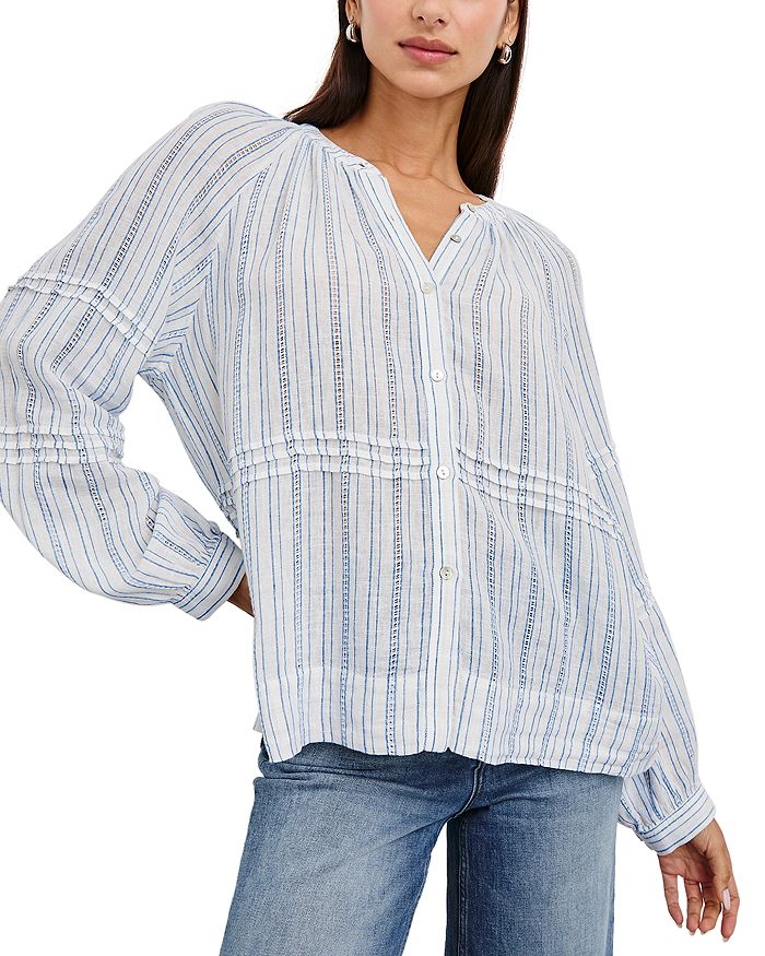 

Французская крестьянская блуза свободного кроя из льна Frances Relaxed Fit Rails, мультиколор