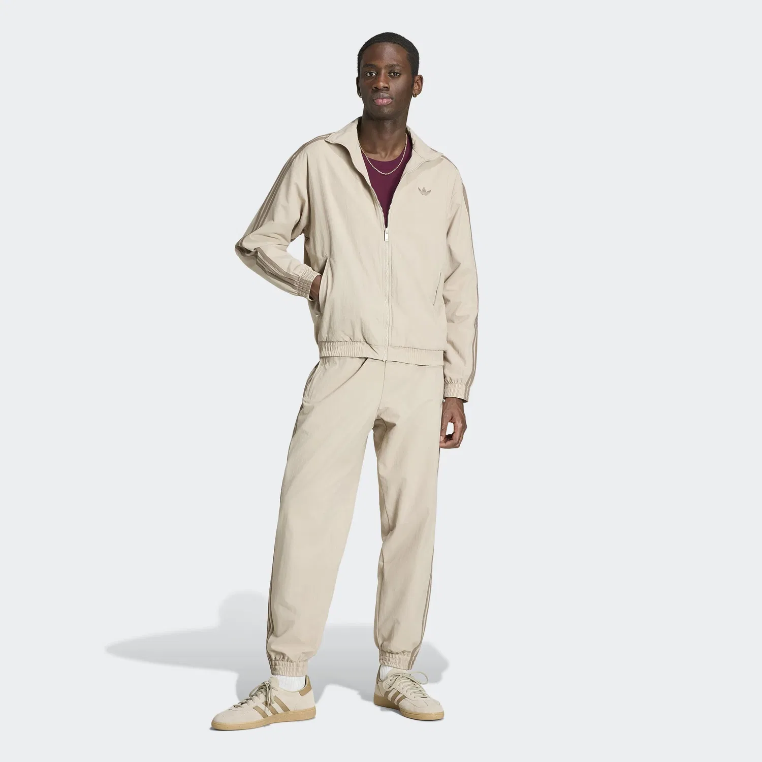 Зауженные брюки Adidas Originals Firebird в светло-бежевом и темно-бежевом цветах — фото 3