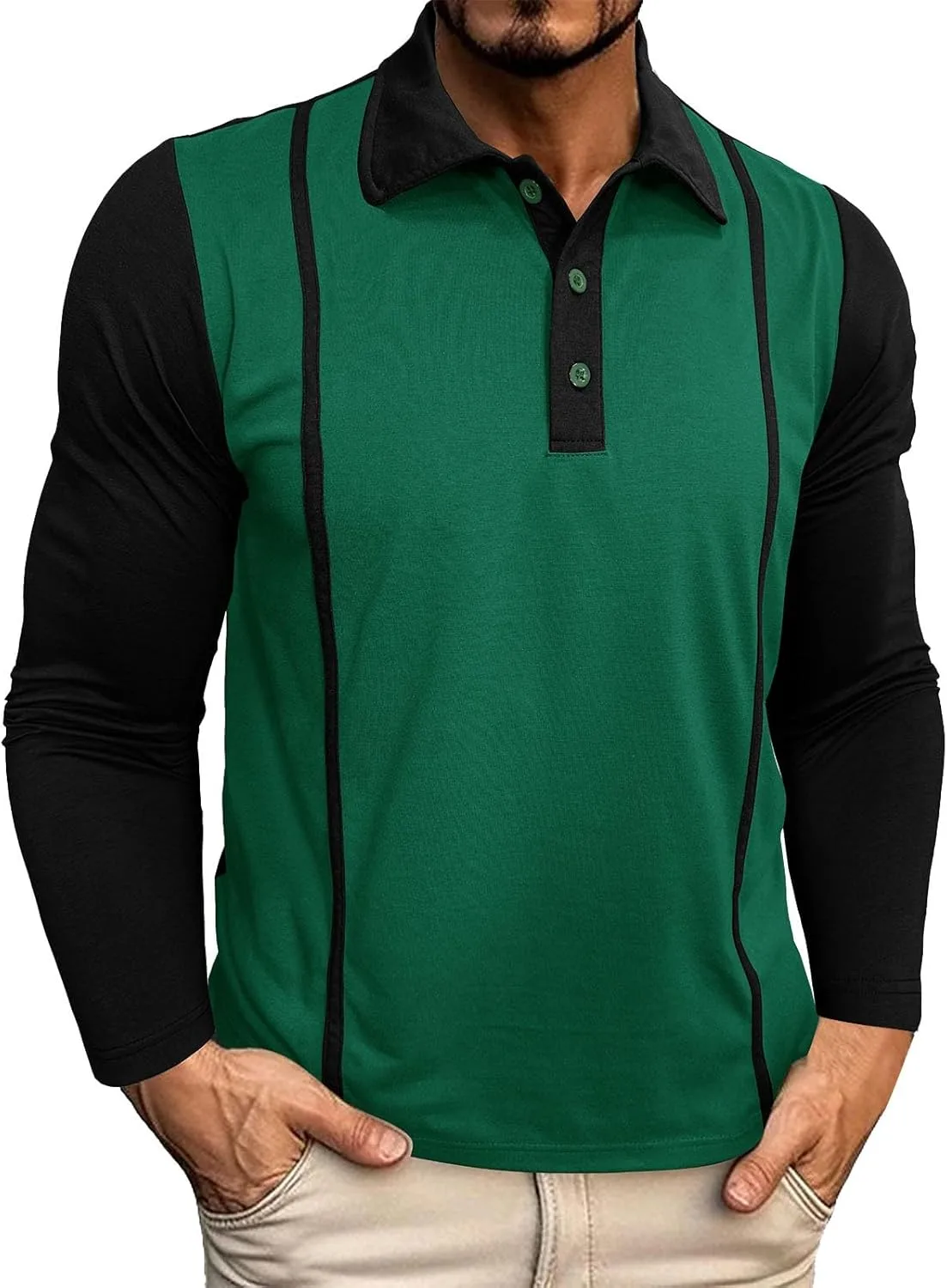 

Мужская классическая поло с длинным рукавом, легкая хлопковая