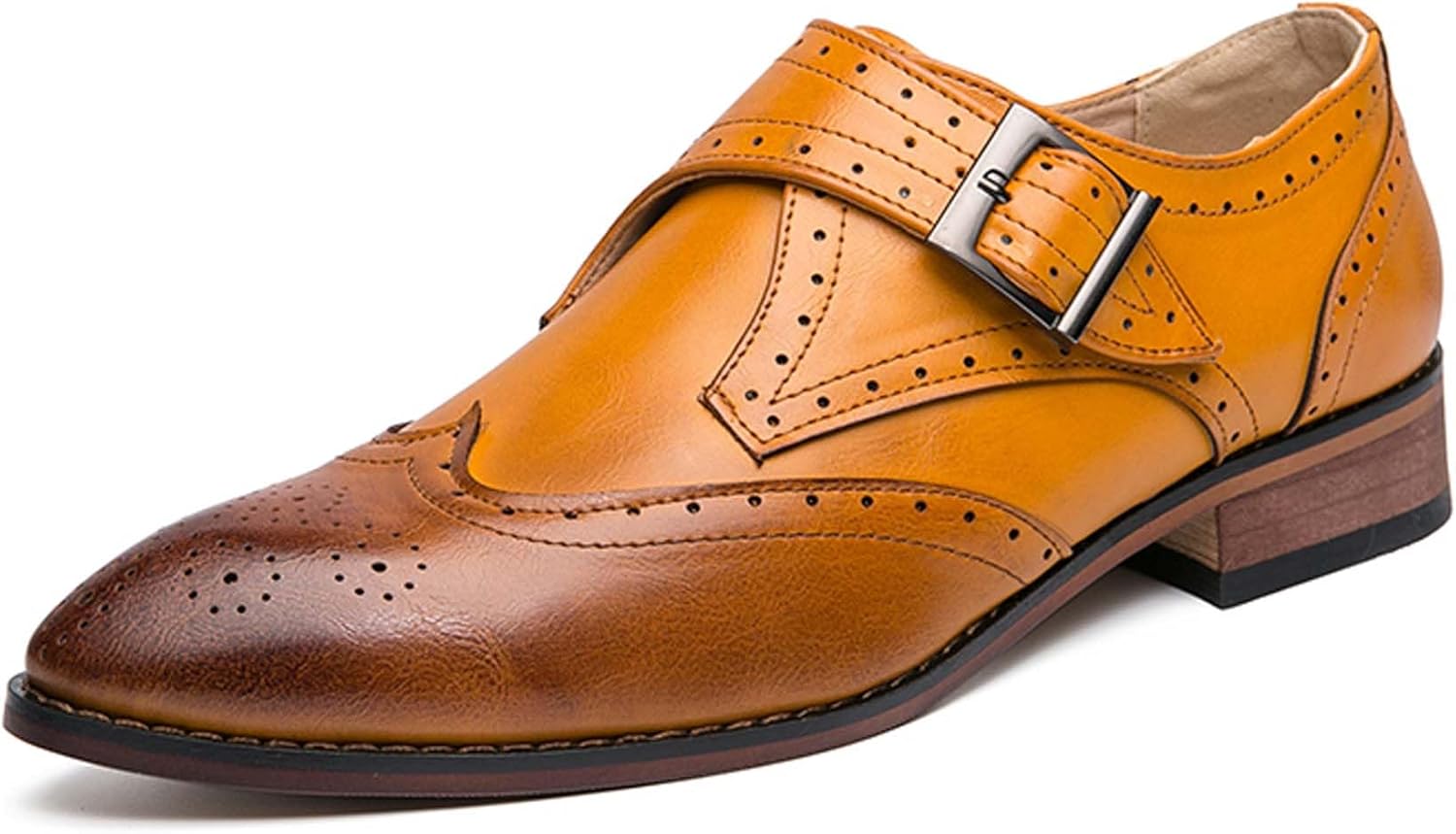 

Мужские туфли, модный контрастный цвет, заостренный носок, оксфорды, деловые повседневные кожаные туфли Generic, коричневый