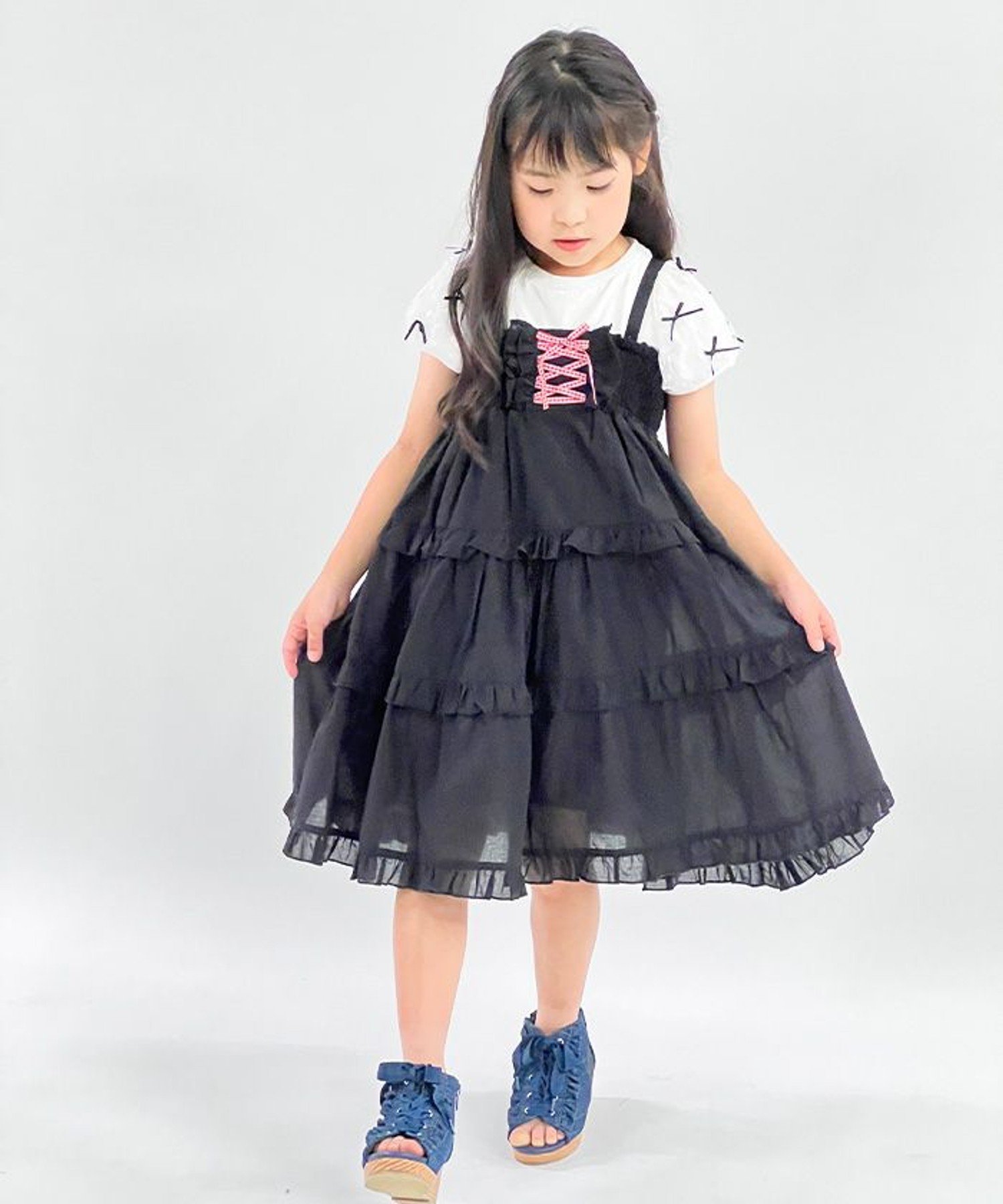Платье из хлопка, растягивающегося в двух направлениях Axes femme kids, Black