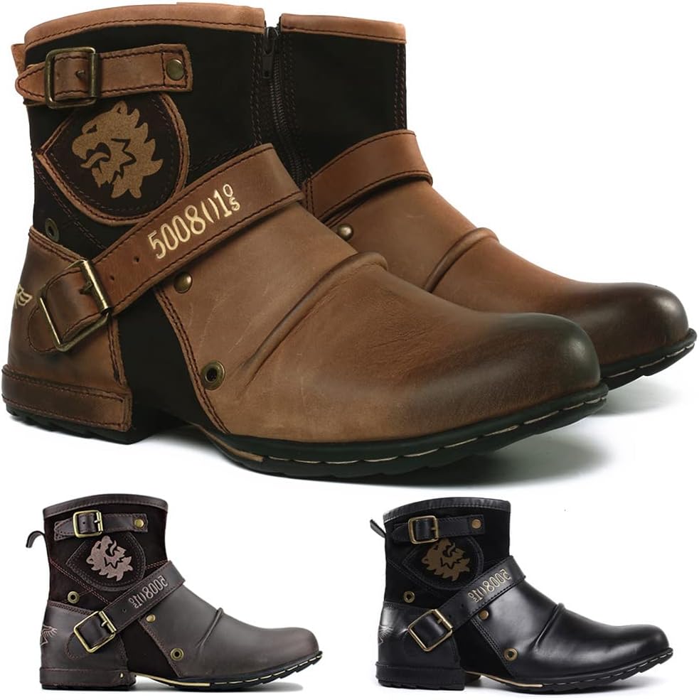 

Мужские мотоциклетные ботинки Hhhchpm, боевые повседневные ботинки для мужчин, коричневый