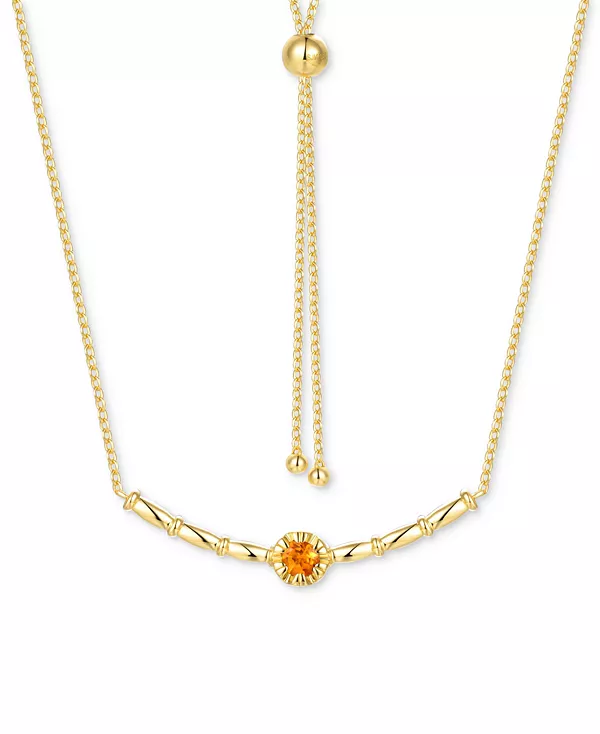 

Ожерелье-Боло с полированным аметистом 18 дюймов (1/4 карата) из стерлингового серебра с покрытием из розового золота (также из швейцарского голубого топаза и цитрина Мадейры) Macy'S, citrine