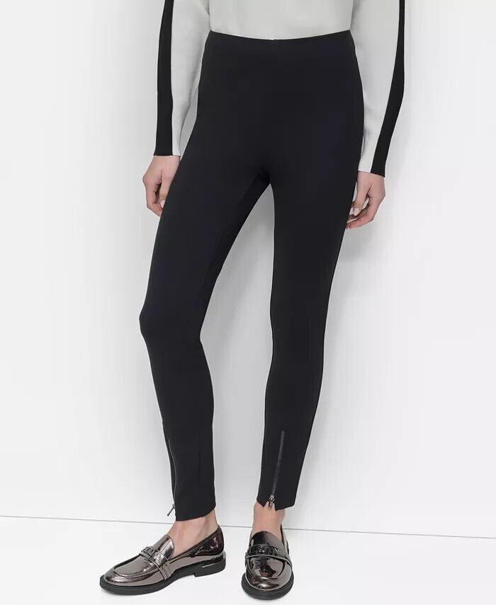 

Женские брюки Ponte Zip-Hem Pull-On DKNY, черный