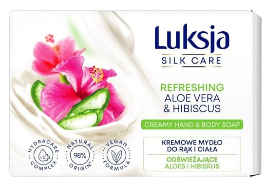 

Освежающее крем-мыло для рук и тела - Алоэ и Гибискус 100г Luksja Silk Care