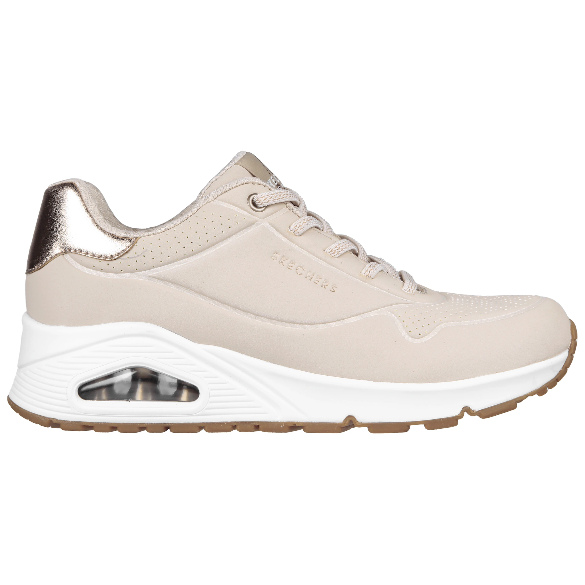 Слипоны Skechers "UNO SHIMMER AWAY", тапочки, повседневная обувь, полуботинки на модной танкетке, цвет Natur — фото 3