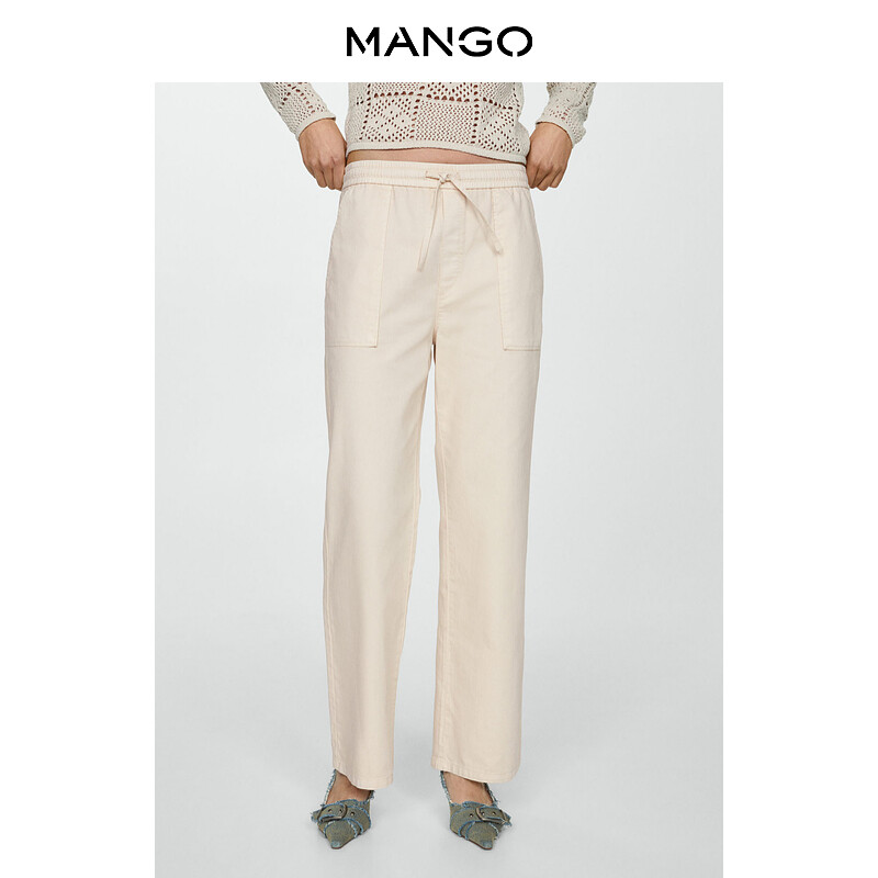 

Женские брюки Mango с эластичным поясом, белый