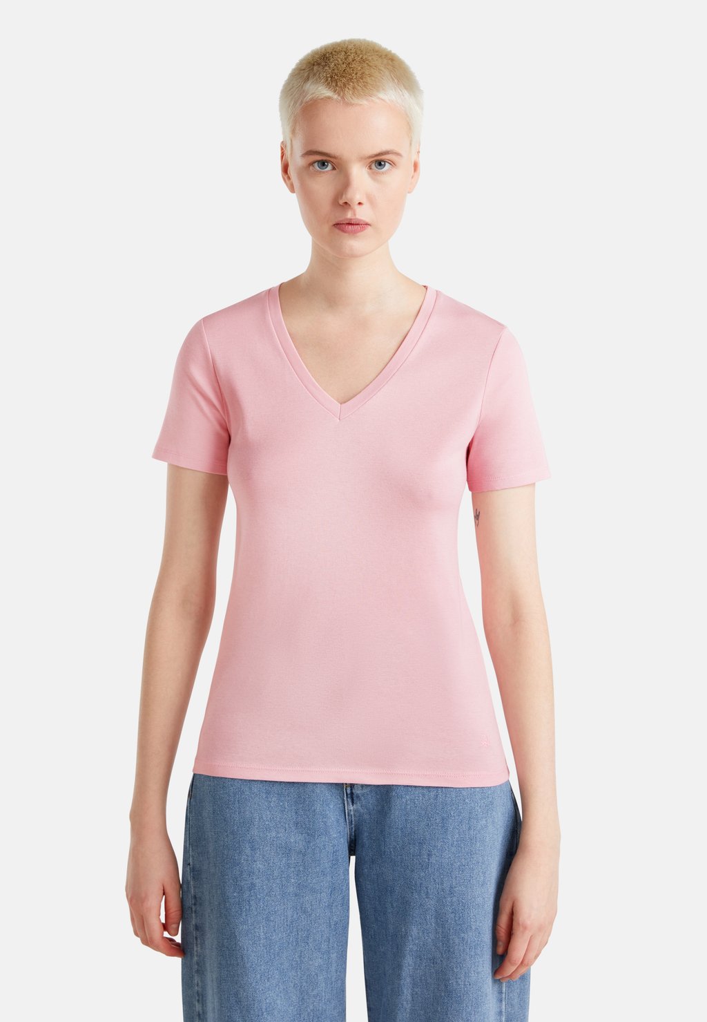 

Базовая футболка WITH V-NECK United Colors of Benetton, розовый