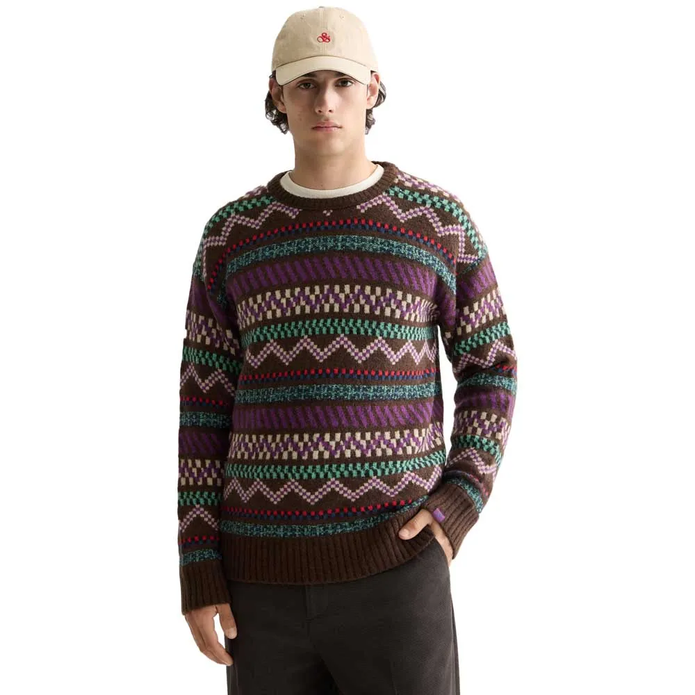 

Жаккардовый свитер с узором «Виски и содовая» Scotch & soda, коричневый