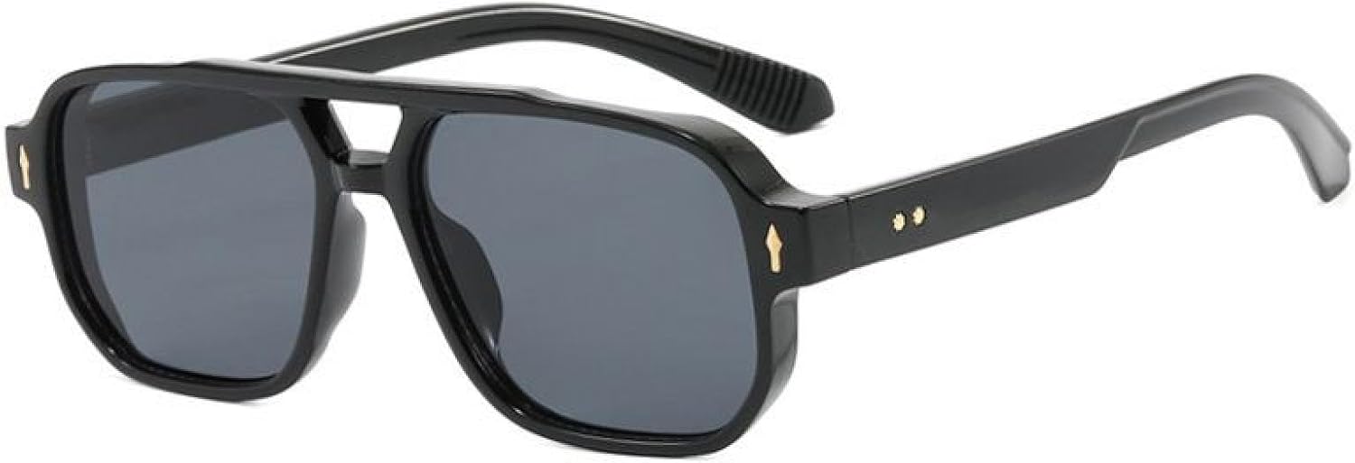 

Роскошные солнцезащитные очки в крупной оправе для женщин и мужчин, в винтажном стиле панк с заклепками, популярные для активного отдыха, с защитой от УФ-излучения UV400 TYUVIVO, Black Black