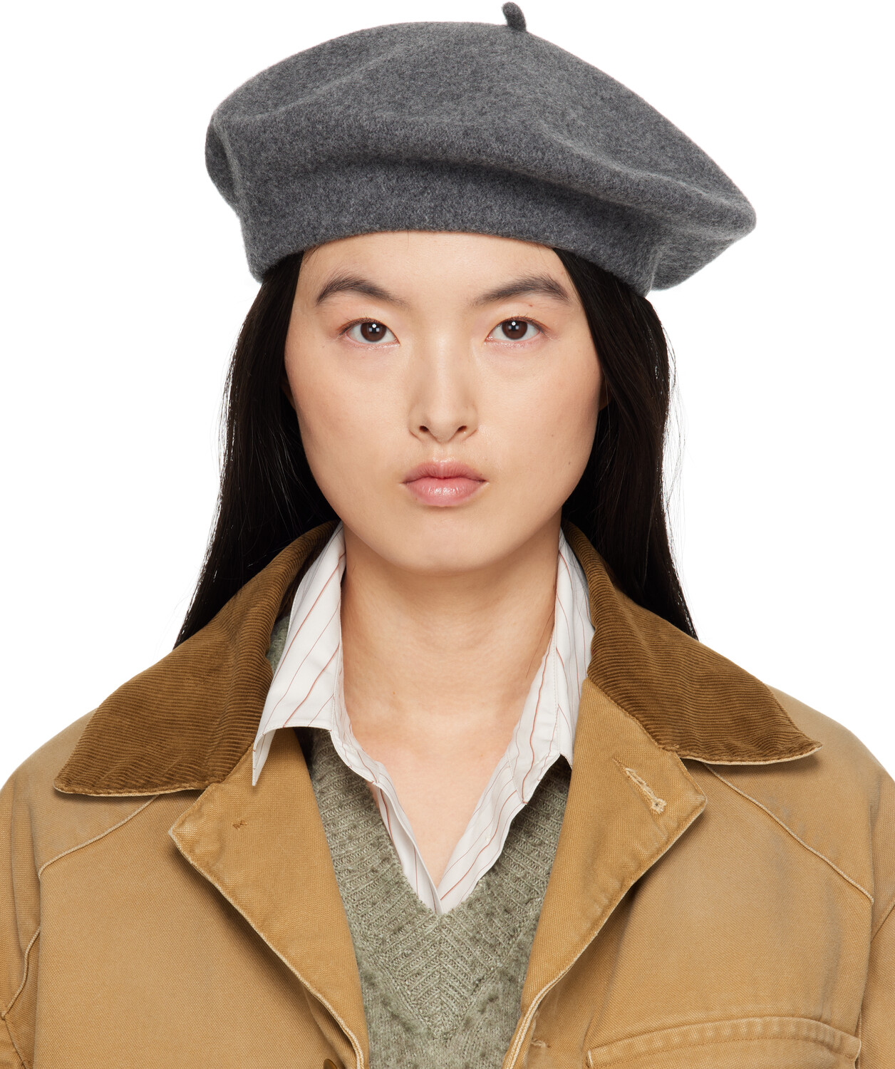 

Берет из серой тяжелой шерсти Maison Margiela