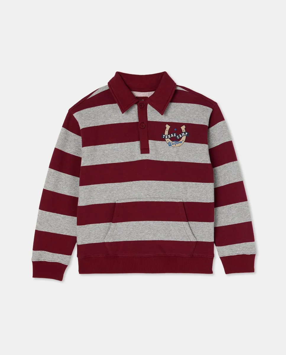 

Детская толстовка на молнии в полоску с воротником-поло Kids El Corte Inglés, красный