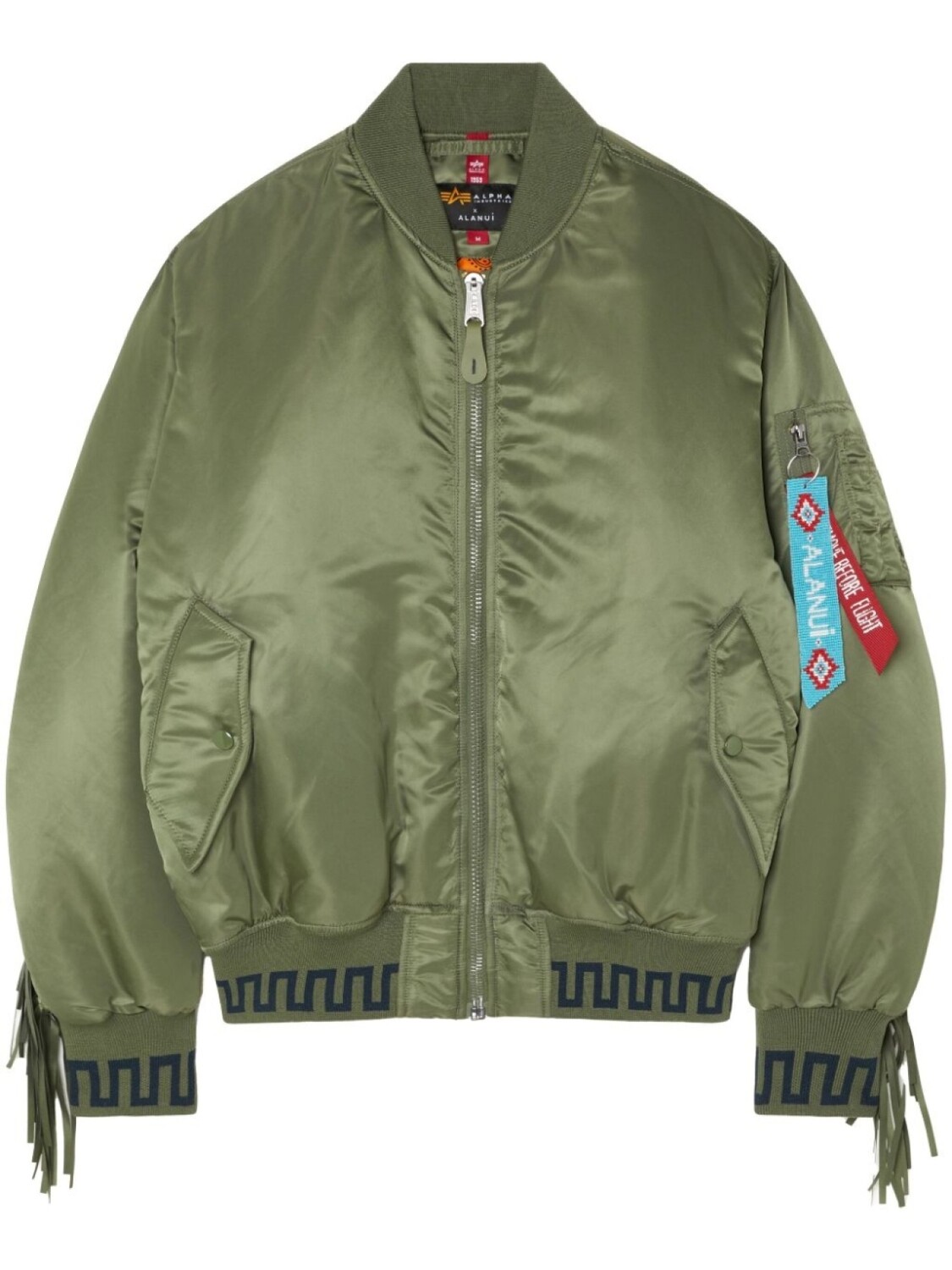 

Куртка-бомбер Alanui x Alpha Industries с бахромой, зеленый