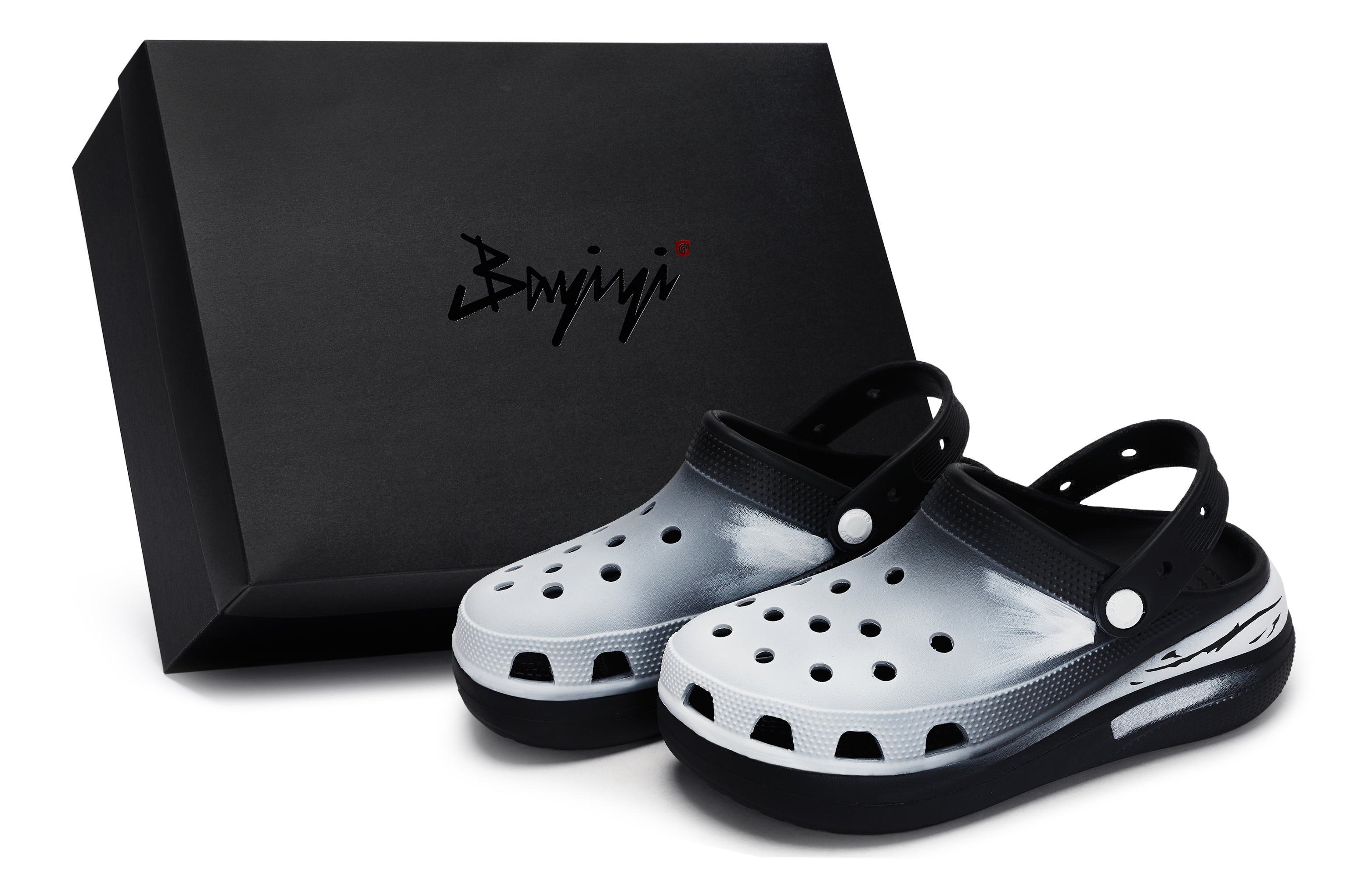 Crocs Классические сабо 811, производство, реконструированные, состаренные стеклянные сабо унисекс, черные, белые