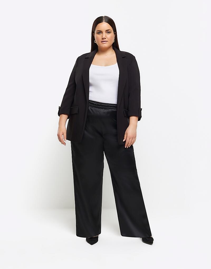 

River Island – Черные атласные широкие брюки