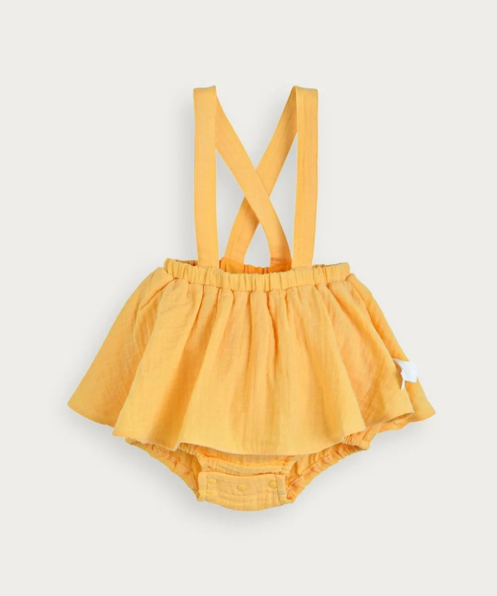 Боди с длинными рукавами и короткая юбка-комбинезон Moimoln, Yellow — фото 4