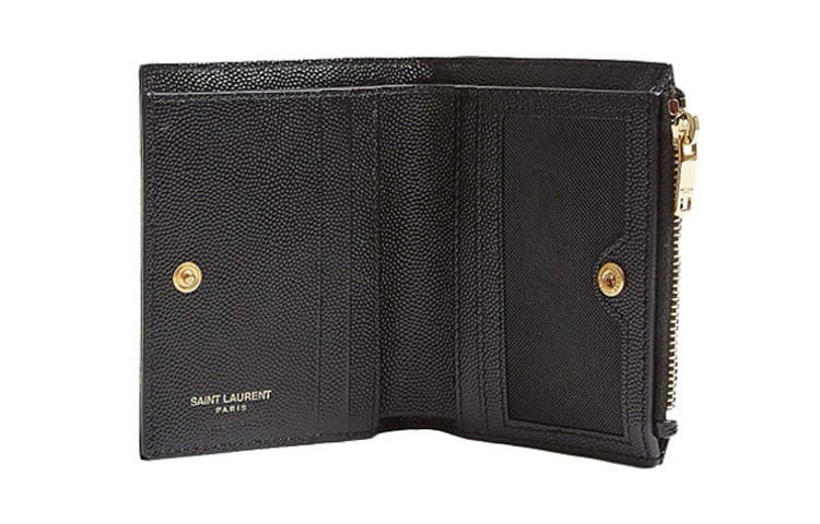 SAINT LAURENT Кошелек для карт CASSANDRE Quilting Grain Embossed Leather, женский, черный — фото 4
