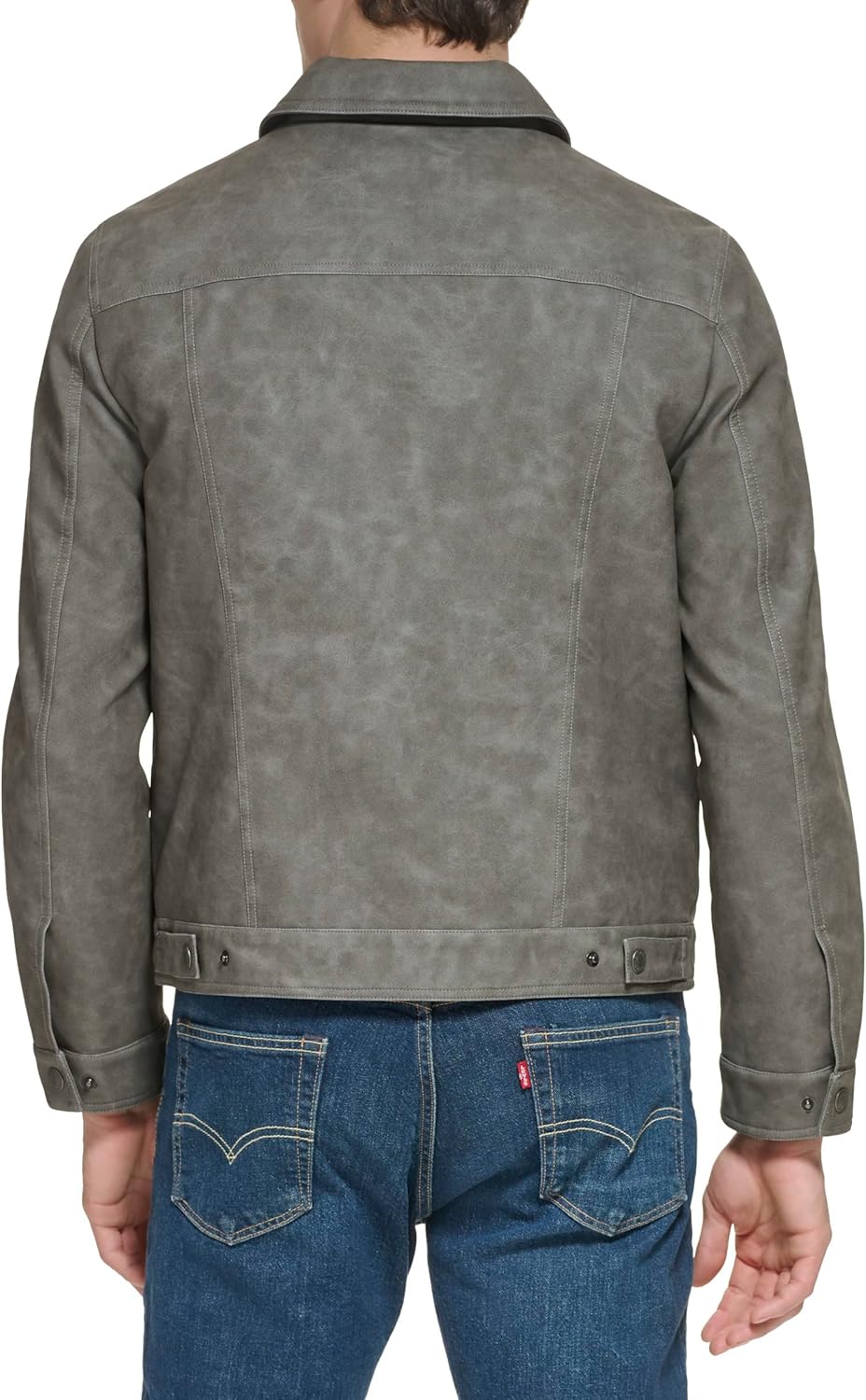 Мужская классическая куртка дальнобойщика Levi's из искусственной кожи, New Light Grey — фото 2