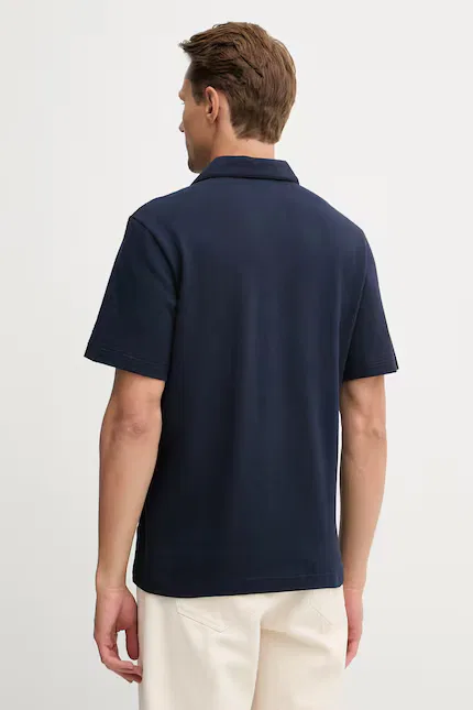 Поло мужское из льна с хлопком Lacoste, синий — фото 3