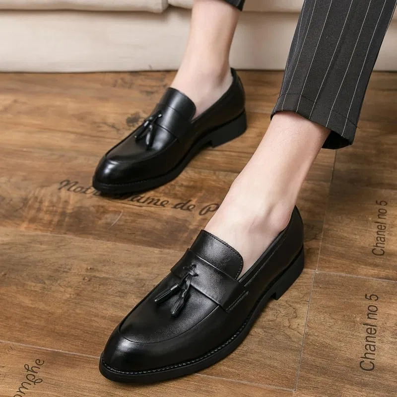 Мужские лоферы, кожаные, Slip On Loafers, Black UOPYNE — фото 3