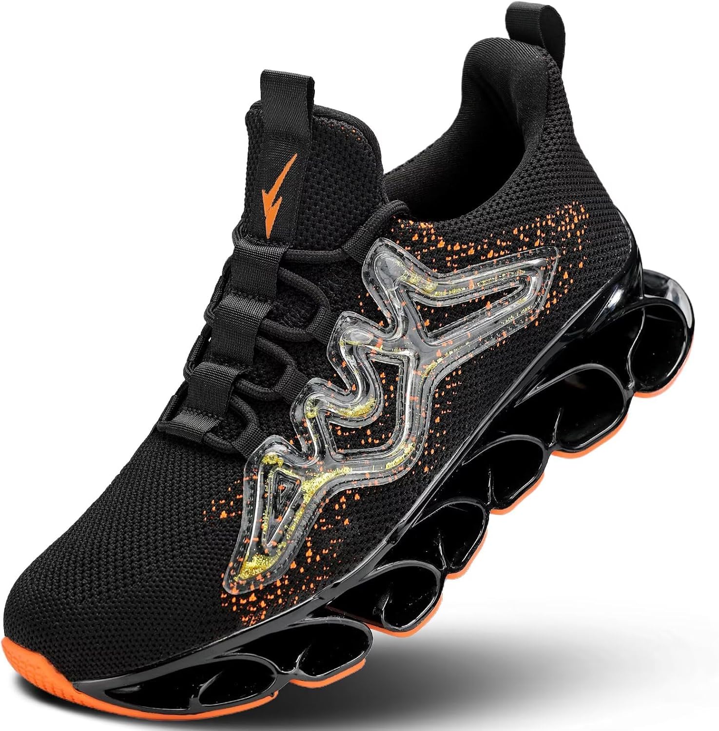 

Мужские кроссовки для ходьбы и бега, теннисные, повседневные, модные, удобные, с антискользящей подошвой, спортивные, для тренировок Luogoks, черный/оранжевый