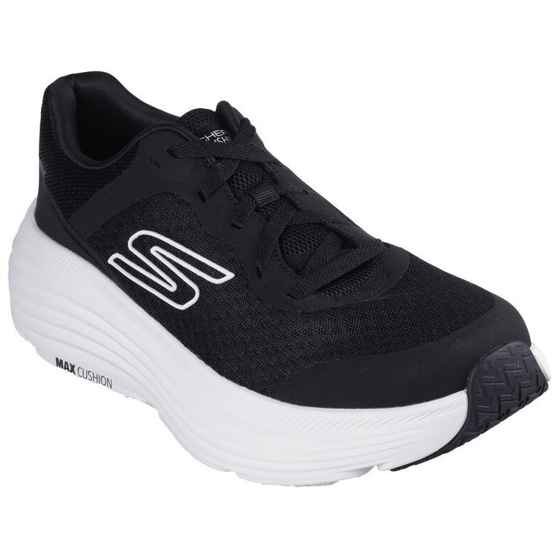 Мужские черные кроссовки Skechers для тренировок и бега с максимальной амортизацией, износостойкие, низкие, черно-белые — фото 3