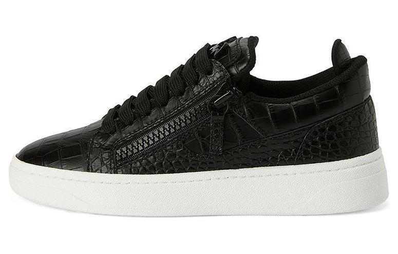 Женские кроссовки с тиснением под крокодила Giuseppe Zanotti, черные