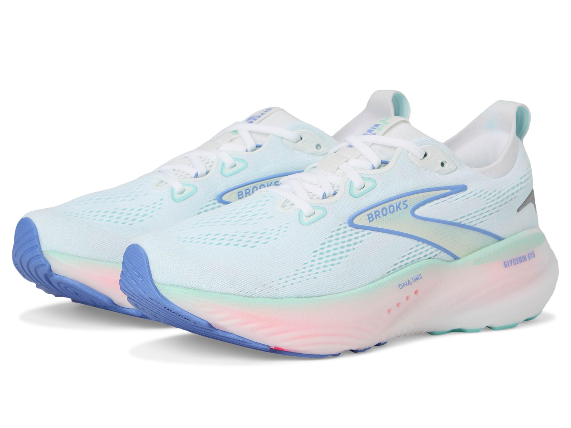 Кроссовки Brooks Glycerin GTS 22, цвет White/Limpet Shell/Amparo Blue