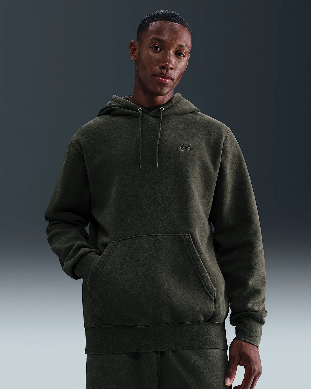 Мужская флисовая худи Nike Sportswear Club с эффектом состаривания, Sequoia/Sequoia
