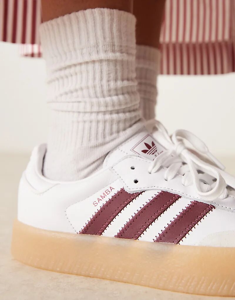 Кроссовки Sambae белого и бордового цвета adidas Originals — фото 4