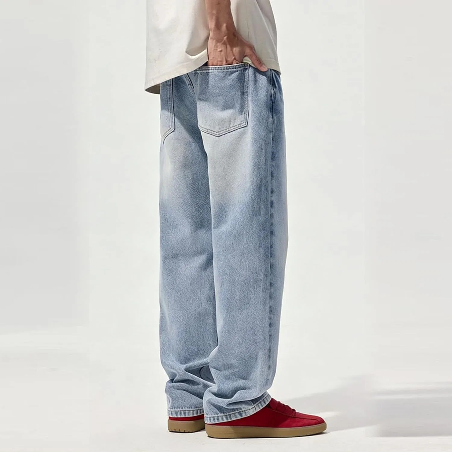 Джинсы Casual Distressed, светло-синий — фото 4