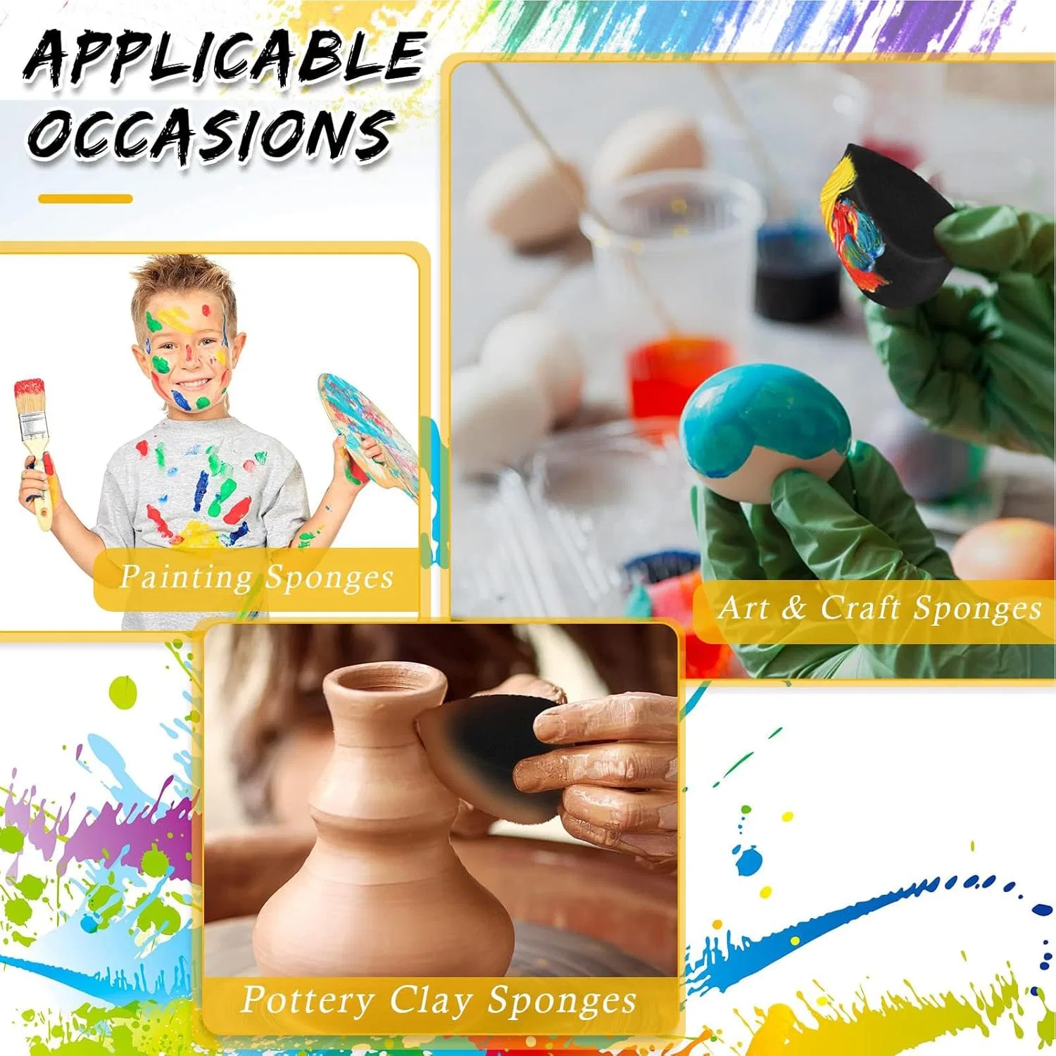 Спонж для лица Paint Sponge, 10 шт, черный — фото 4