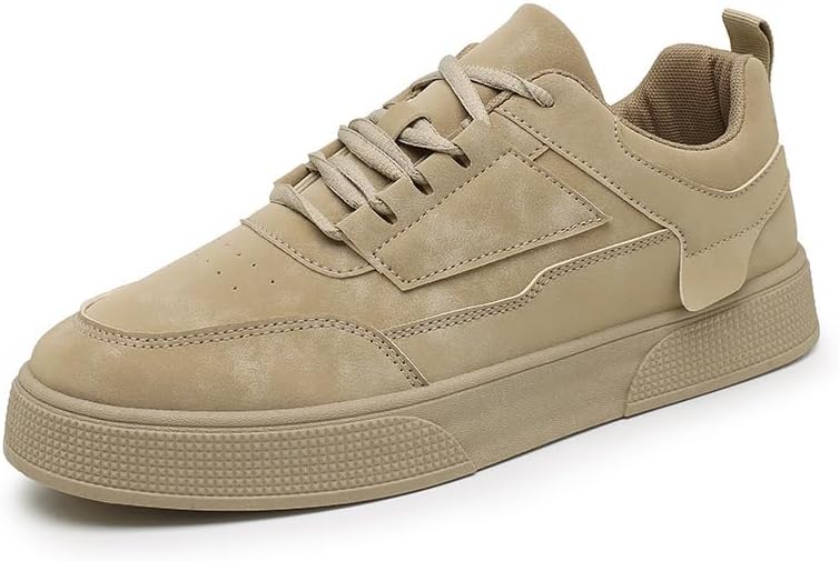 

Большие мужские стильные кеды на толстой подошве - однотонные кроссовки на шнурках с комфортной подошвой EVA для всех сезонов Fusecottc, хаки