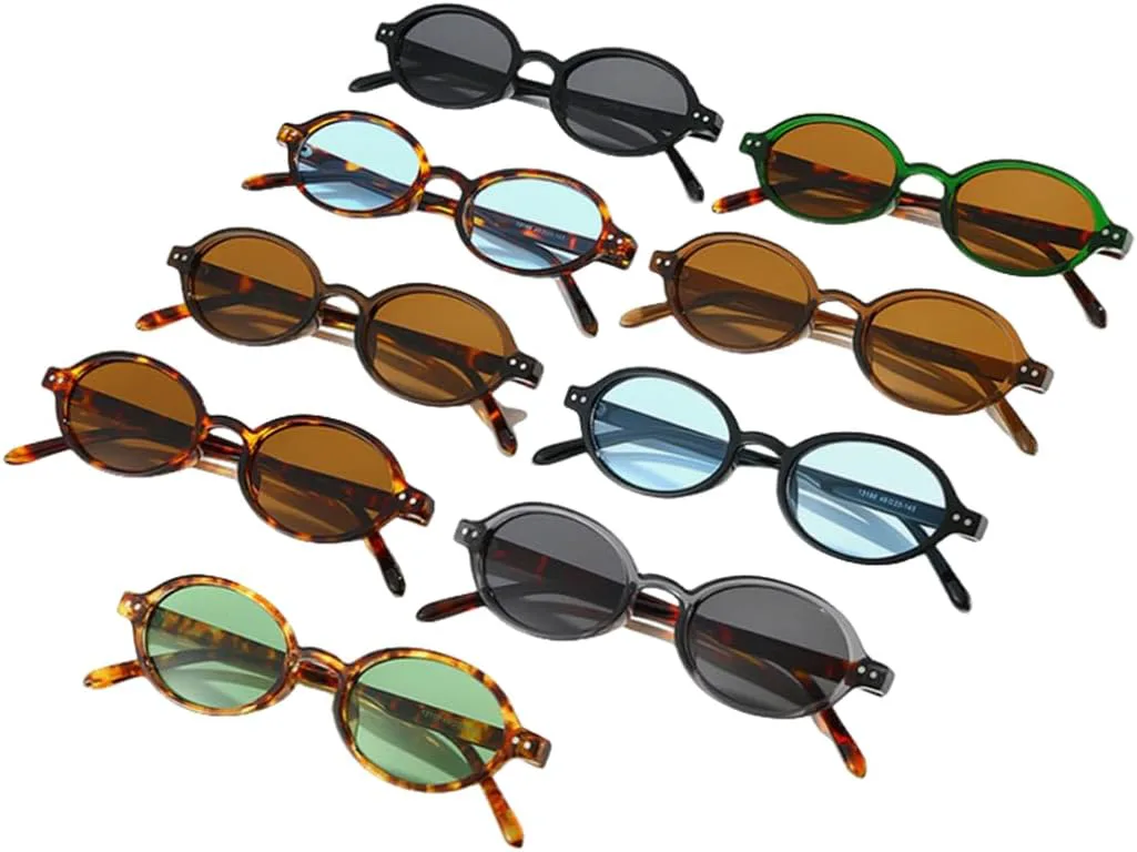 

Ретро маленькие овальные солнцезащитные очки для женщин, модные заклепки, зеленый леопардовый принт, мужские панк-очки, солнцезащитные очки UV400 UUPTTPL, Leopard Tea