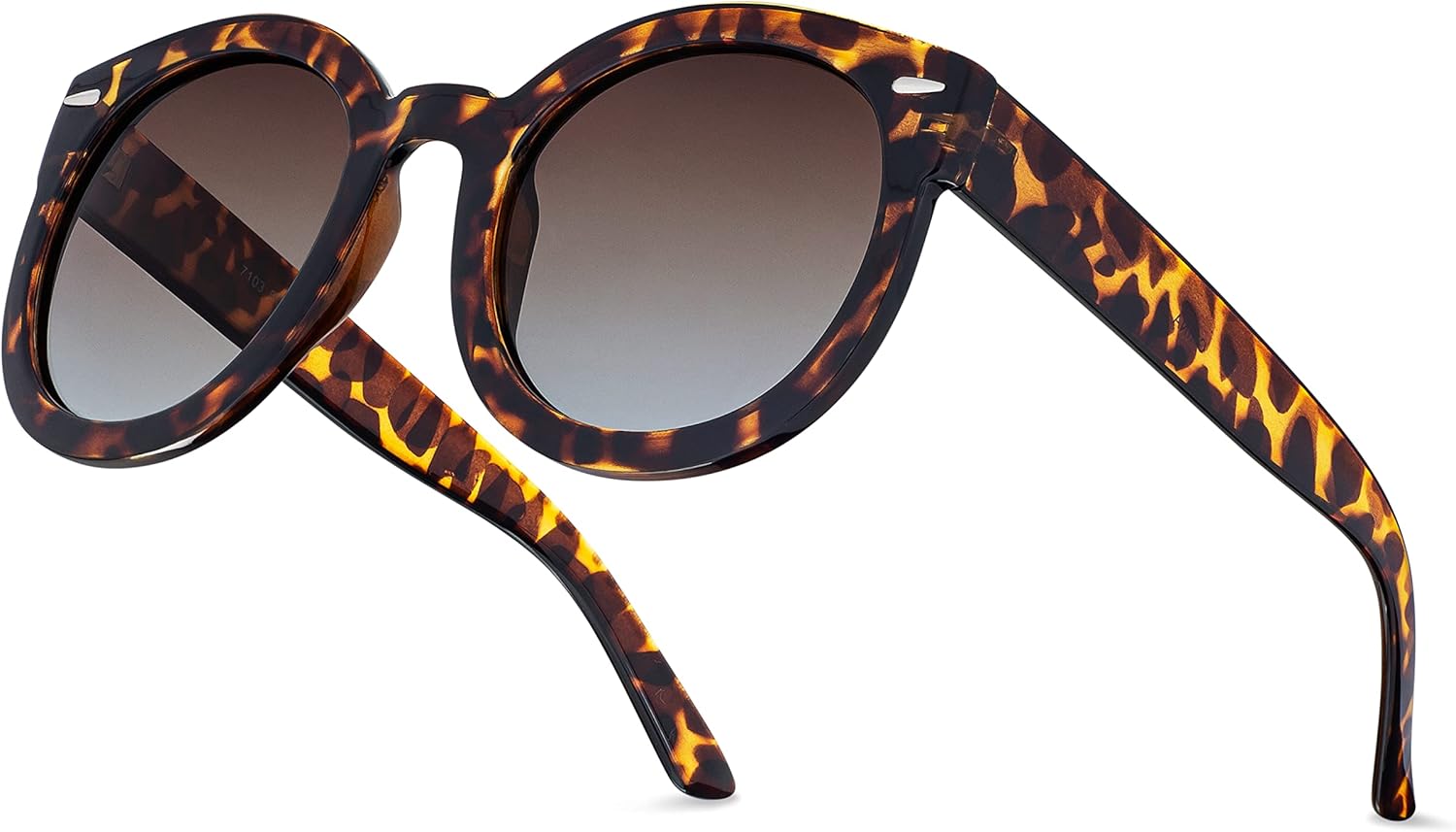 

Солнцезащитные очки grinderPUNCH Classic Round Retro Polarized Oversized Sunglasses for Women в модном винтажном стиле с поляризованными линзами UV400, Glossy Tortoise Frame - Polarized Brown Gradient Lens