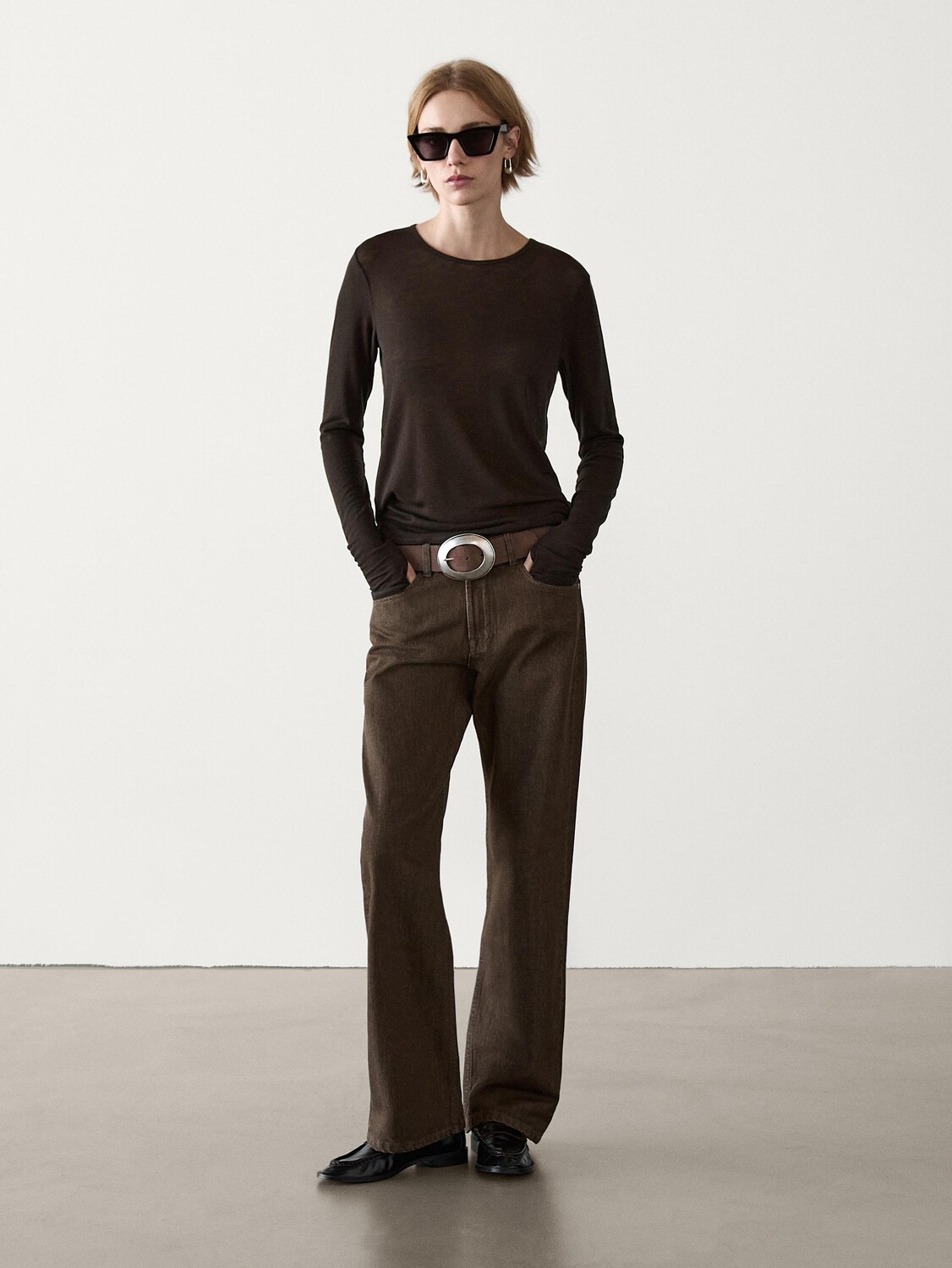 

Джинсы прямого покроя Massimo Dutti, коричневый